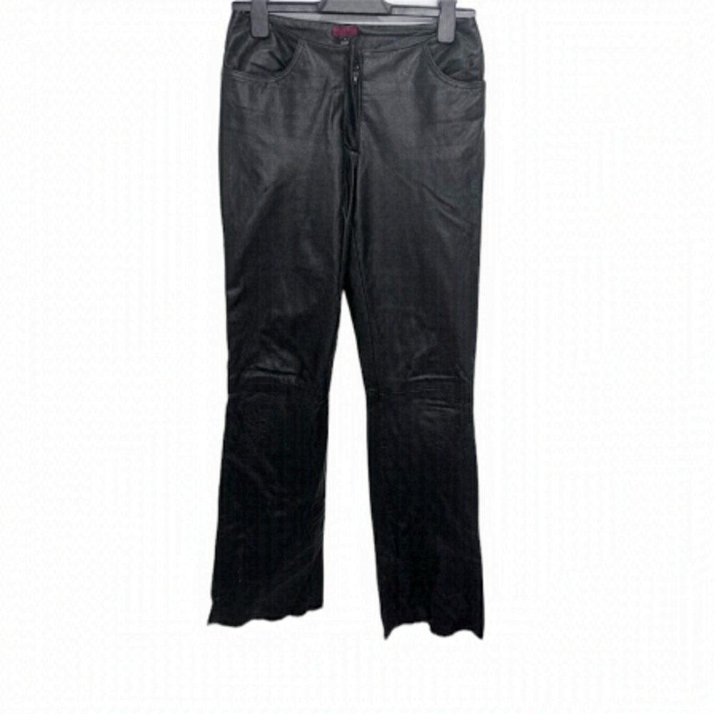 VINTAGE black leather pant size 6 straight leg